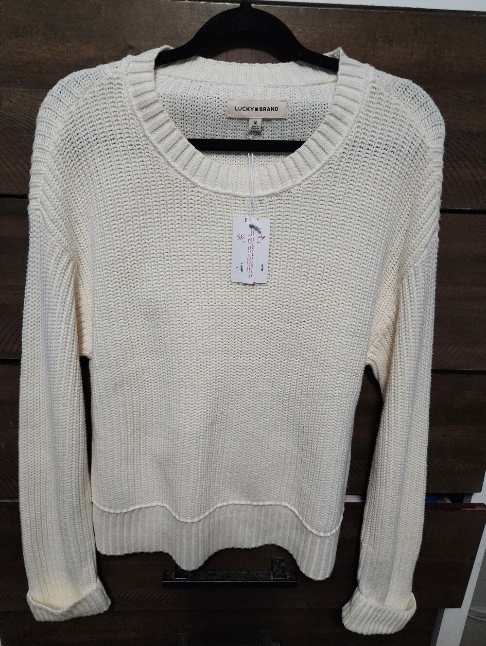 Lucky Brand Women's Ivory Crewneck Knit Sweater